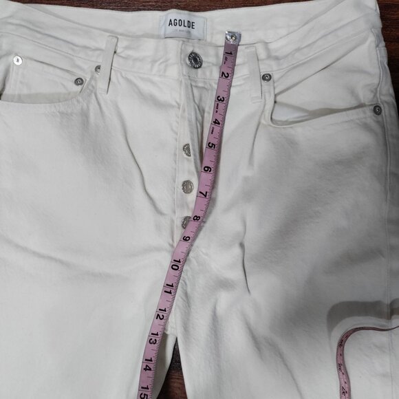 AGOLDE x REVOLVE Remy Twee High Waisted Button Fly Straight Jeans Cream US 30 - Picture 13 of 15